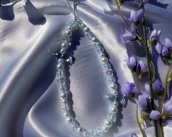 Blue Angelic Pearl Phone Strap | Digital Camera Accessory | by Marikka Makes