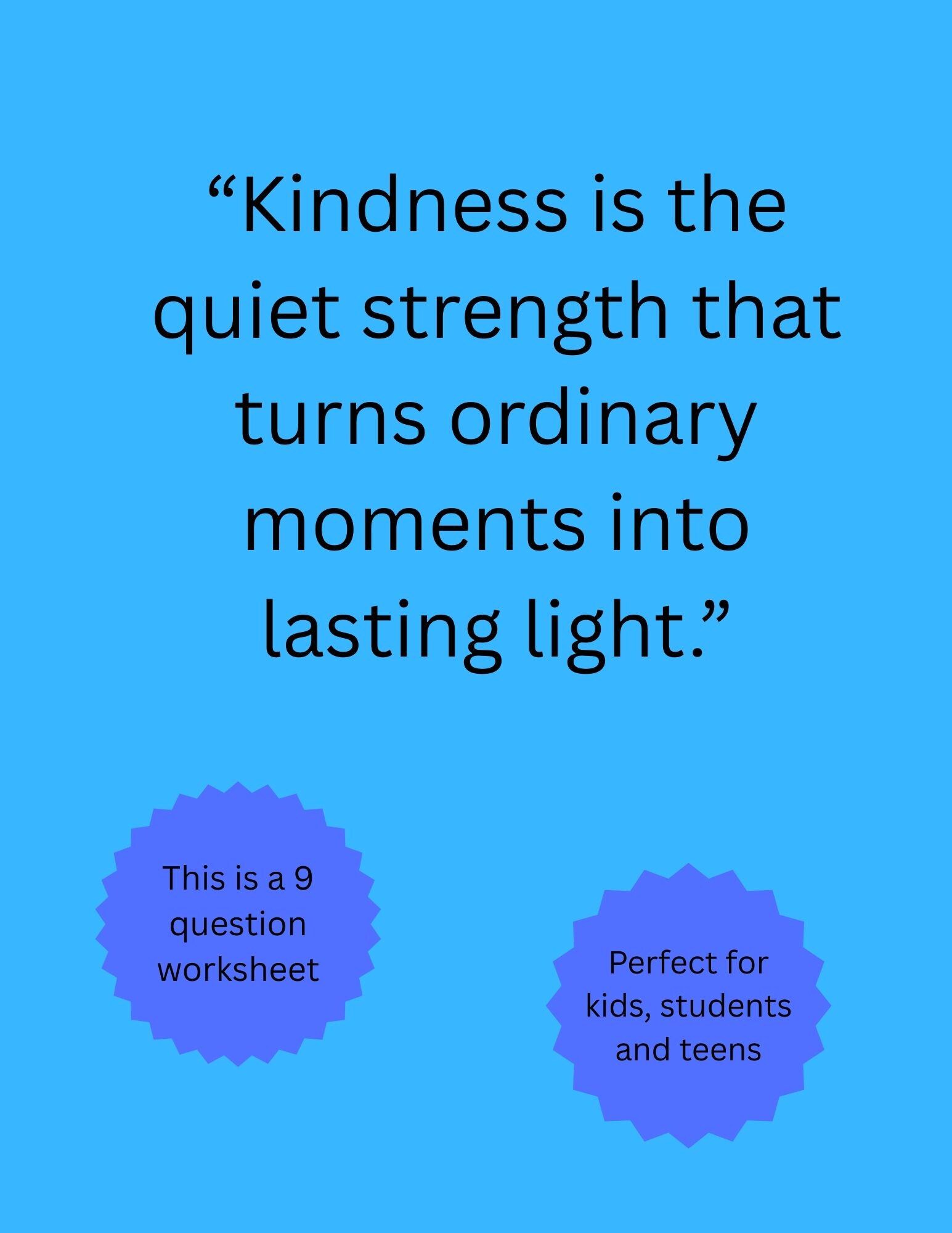 Worksheet on Kindness Digital Download Pdf - Etsy