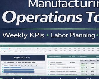 Manufacturing Operations Manager Toolkit | Weekly KPI Dashboard, Labor Planner & Production Risk Tracker (Excel + PDF)