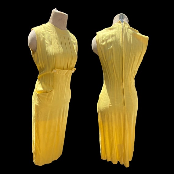 50s Yellow Waksman Wiggle Dress - image 1