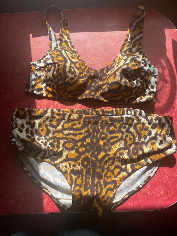 60s Vintage Rare Leopard Two-Piece Bikini Set