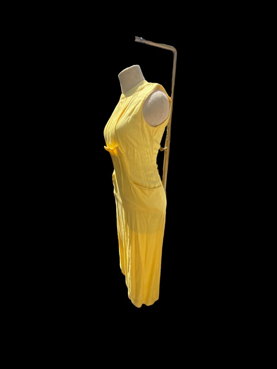 50s Yellow Waksman Wiggle Dress - image 4