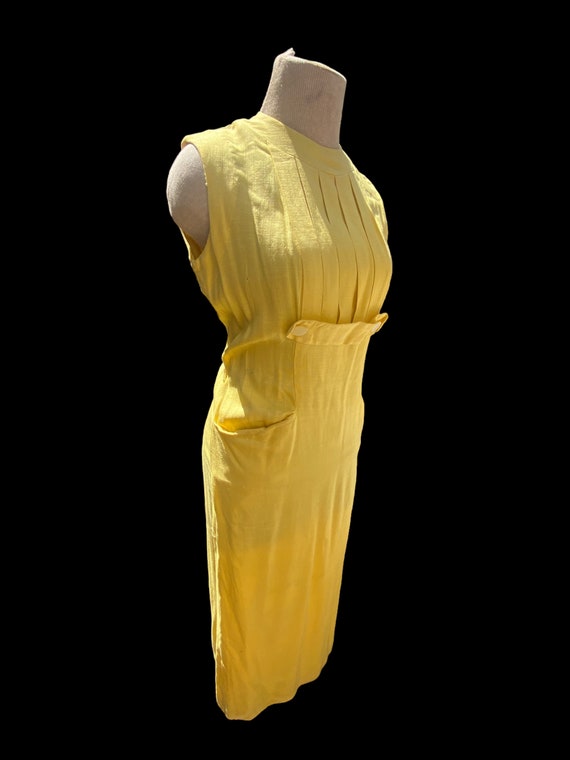 50s Yellow Waksman Wiggle Dress - image 5