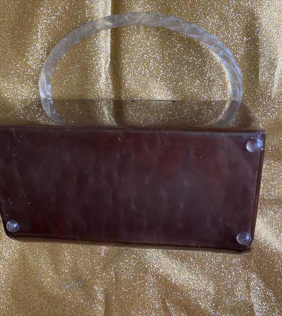 50’s Expresso Carved Lucite Handbag Purse - image 5