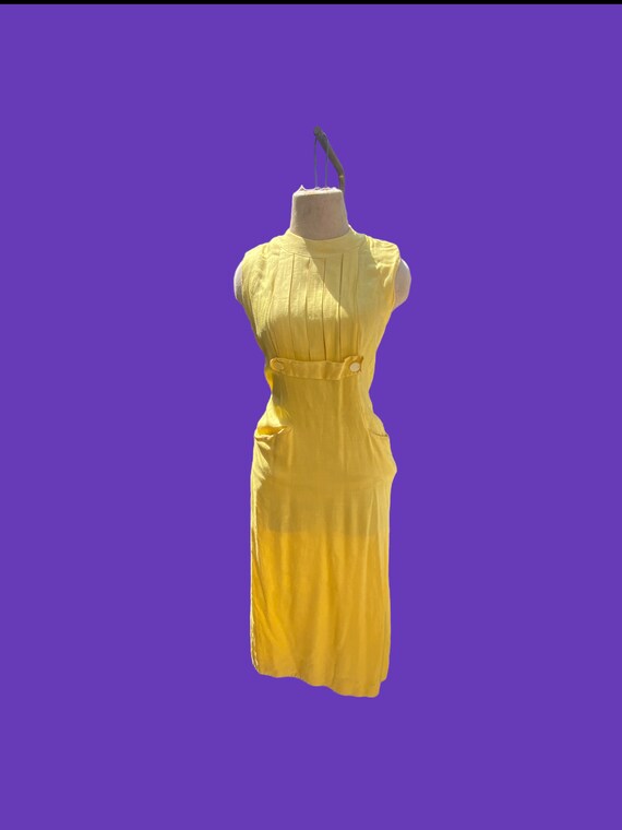 50s Yellow Waksman Wiggle Dress - image 3