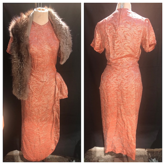 50’s Original Gold Lurex Sarong Wiggle Dress
