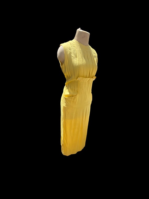 50s Yellow Waksman Wiggle Dress - image 8