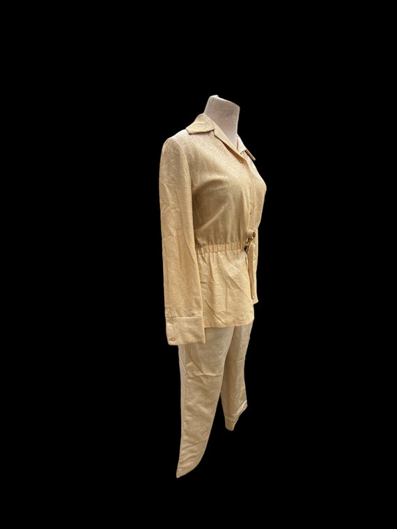 50s 60s Gold Lurex Jacket with tie up belt - image 8