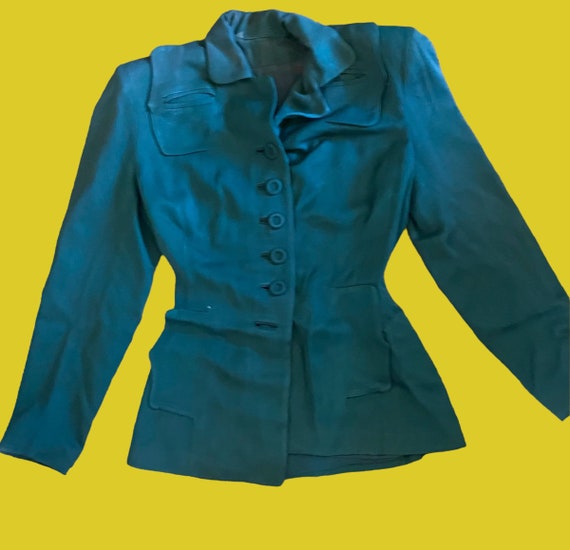 40s 50s Green Gabardine Ladie’s jacket blazer sma… - image 1