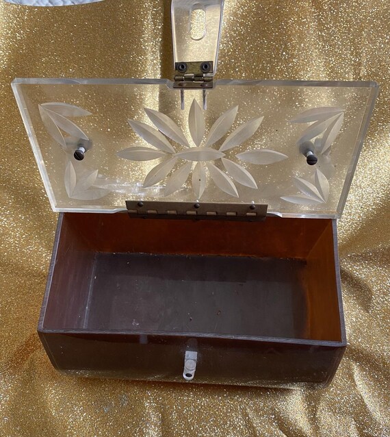 50’s Expresso Carved Lucite Handbag Purse - image 4