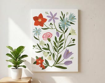 Custom Birth Flower Family Bouquet Canvas, Personalized Birth Month Flower Print, Gift for Mom, Mother's Day Gift, Family Flower Wall Art