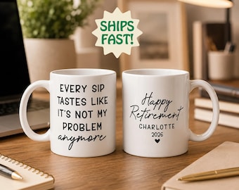 Taza divertida para la jubilación, regalo personalizado para la jubilación, taza de café de feliz jubilación, regalo de despedida para compañeros de trabajo, taza para jubilados