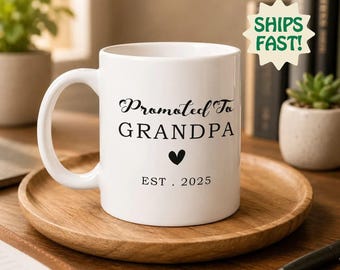 Taza "Ascendido a abuelo", Regalo para abuelo primerizo, Taza para anunciar el embarazo, Regalo para abuelo primerizo, Regalo para anunciar la llegada del bebé en 2025