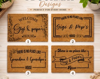 Felpudo personalizado "No hay lugar como este", felpudo personalizado para el porche de entrada, regalo para abuelos.