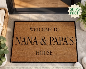 Felpudo personalizado para abuelos, felpudo de bienvenida para la abuela y el abuelo, felpudo familiar personalizado, regalo para la abuela, decoración para la casa de los abuelos