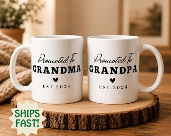 Taza "Ascendido a Abuelo", Regalo para anunciar el embarazo, Taza para nuevos abuelos, Regalo para revelar la paternidad