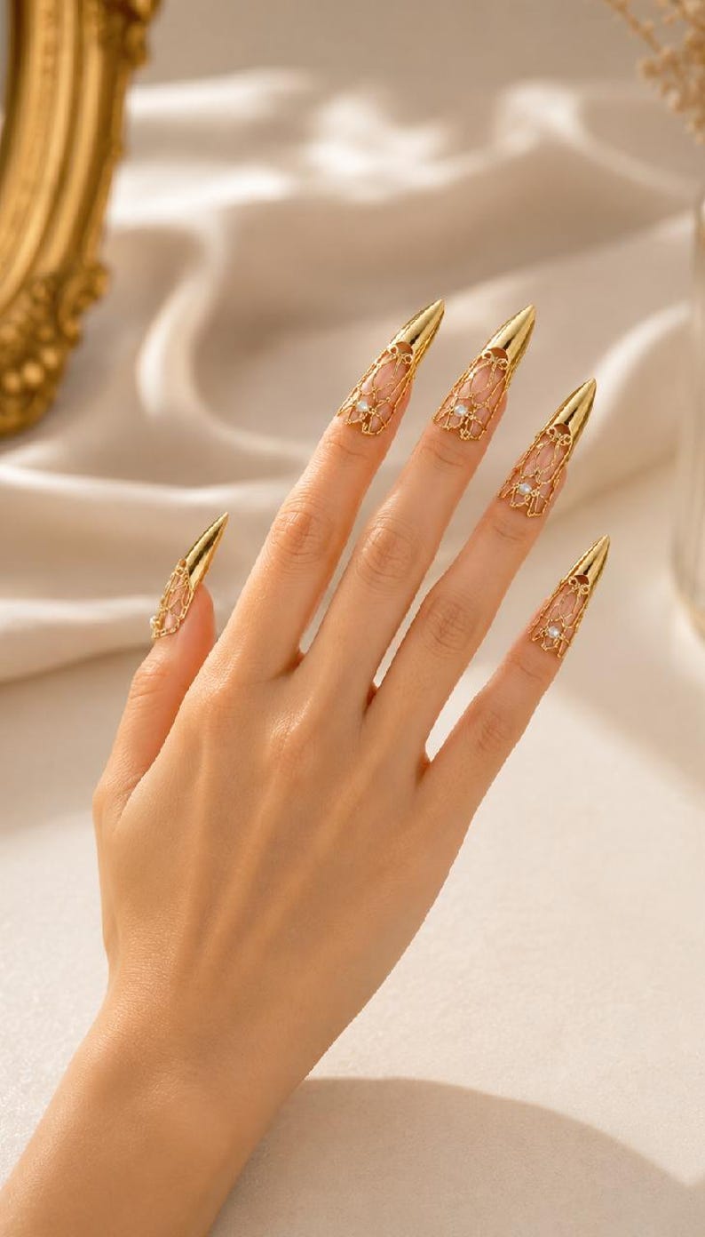 Fingertip Rings Gold Armor Nail Rings, Medieval Gothic Fingertip Jewelry, Fantasy Hanfu ...