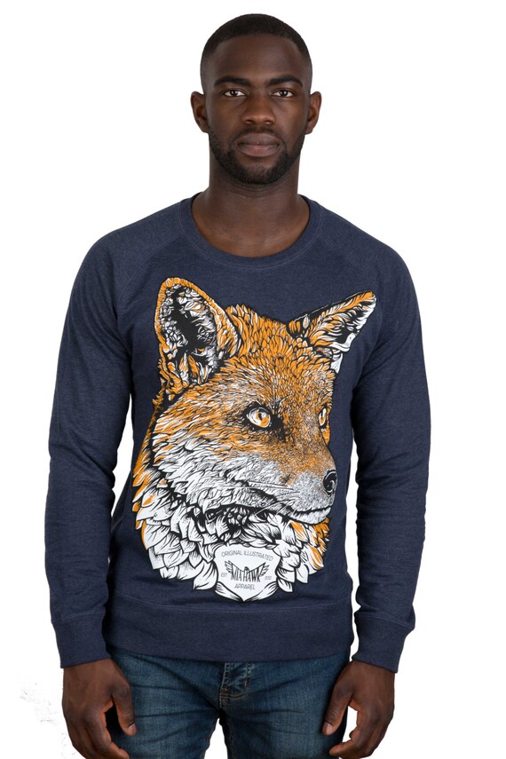 Qjjinxior Langarm Sweatshirt Mit Fuchs Print - Leichter Herren Pullover