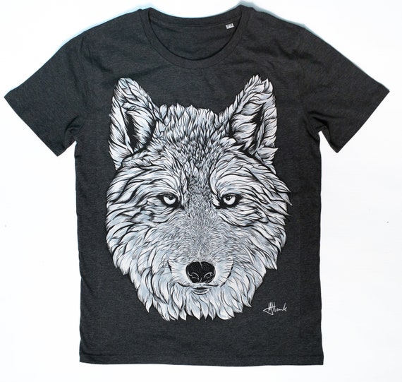 t shirt with wolf design