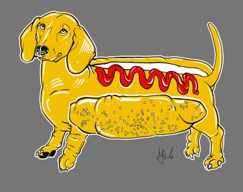 sausage dog a4 poster print dog lover funny art meme humour hot dog dachs
