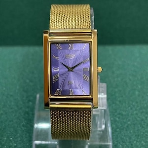 Vintage Seiko Gold Tank Watch, Purple Dial Dress Watch, Rectangular Quartz Watch