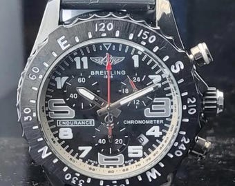 Vintage Breitling Chronograph Watch – Stainless Steel, Black Dial, Quartz Movement