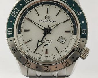 Vintage Grand Seiko GMT Automatik Uhr Weißes Zifferblatt Edelstahl Japan Zeitmesser