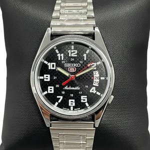 Vintage Seiko 5 Automatik Zifferblatt Schwarz Herrenuhr Refurbliert 6309