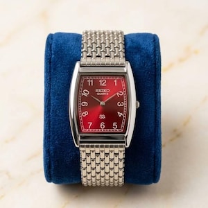Rare Vintage Seiko Tank Watch, Reddish Brown Dial, Rectangular Quartz Men's Watch