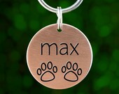 Engraved Custom Dog Tag - Pawprints (name on front 35 chars text on back)