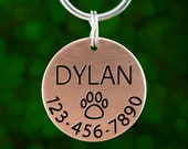 Custom Engraved Dog Tag - Pawprint (name phone on front 35 chars text on back)