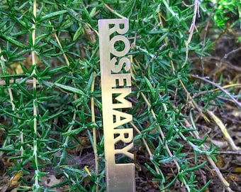 Metal garden markers for herbs. Durable & rust-resistant stainless steel. Made in the USA.