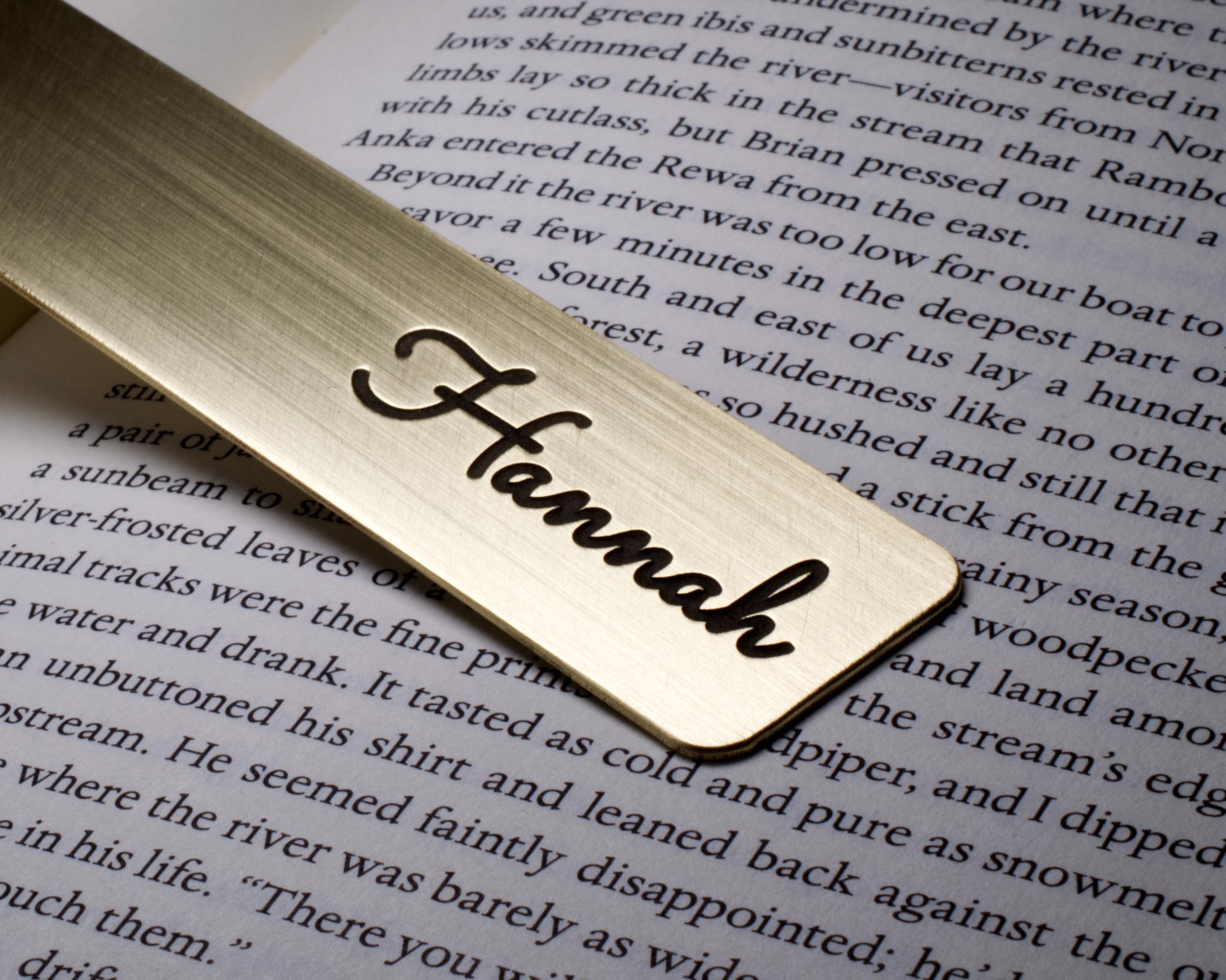 Personalized Metal Bookmark With Name Deeply Engraved in Solid Brass ...