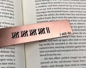 22nd wedding anniversary copper bookmark. Deeply engraved with your personalized message. Made in Oregon.