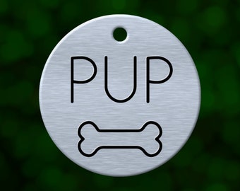 Custom bone dog tag. Round pet ID name tag personalized with deep engraving. Handmade pet product. Unique pet gift.