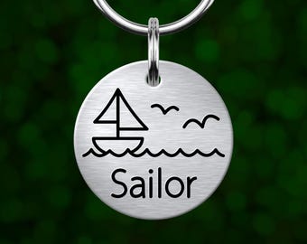Placa de identificación personalizada para velero. Identificación personalizada para mascota con grabado profundo. Fabricada en Oregón.