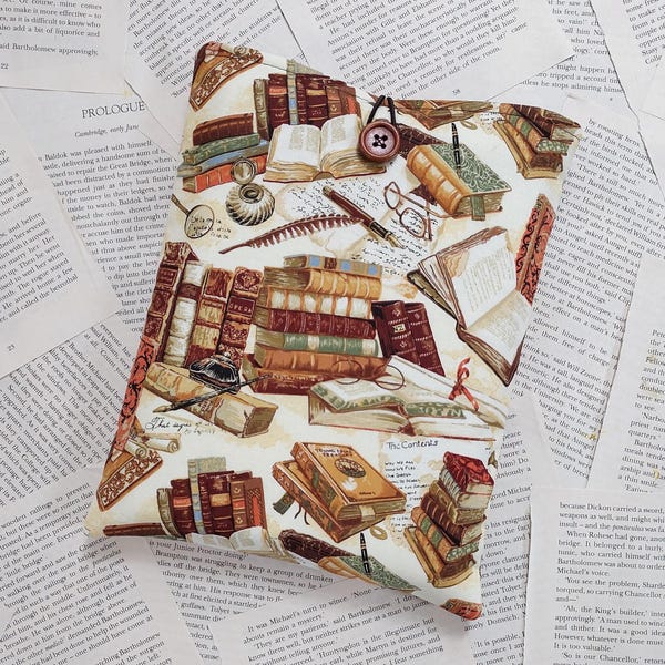 Book Sleeve, Padded Book Cover, Patterned Both Sides, Bookish Gift, Paperback Cover UK, Vintage Books Fabric
