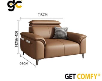 Minimalist Leather Sectional Sofa, Cat Scratch Resistant, Custom Order