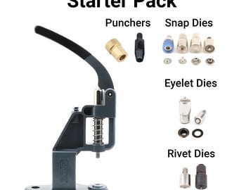 Hand Press Machine Starter Pack with Snap, Rivet Eyelet Dies | Heavy Duty Press Tool Kit for Leather, Fabric & Sewing