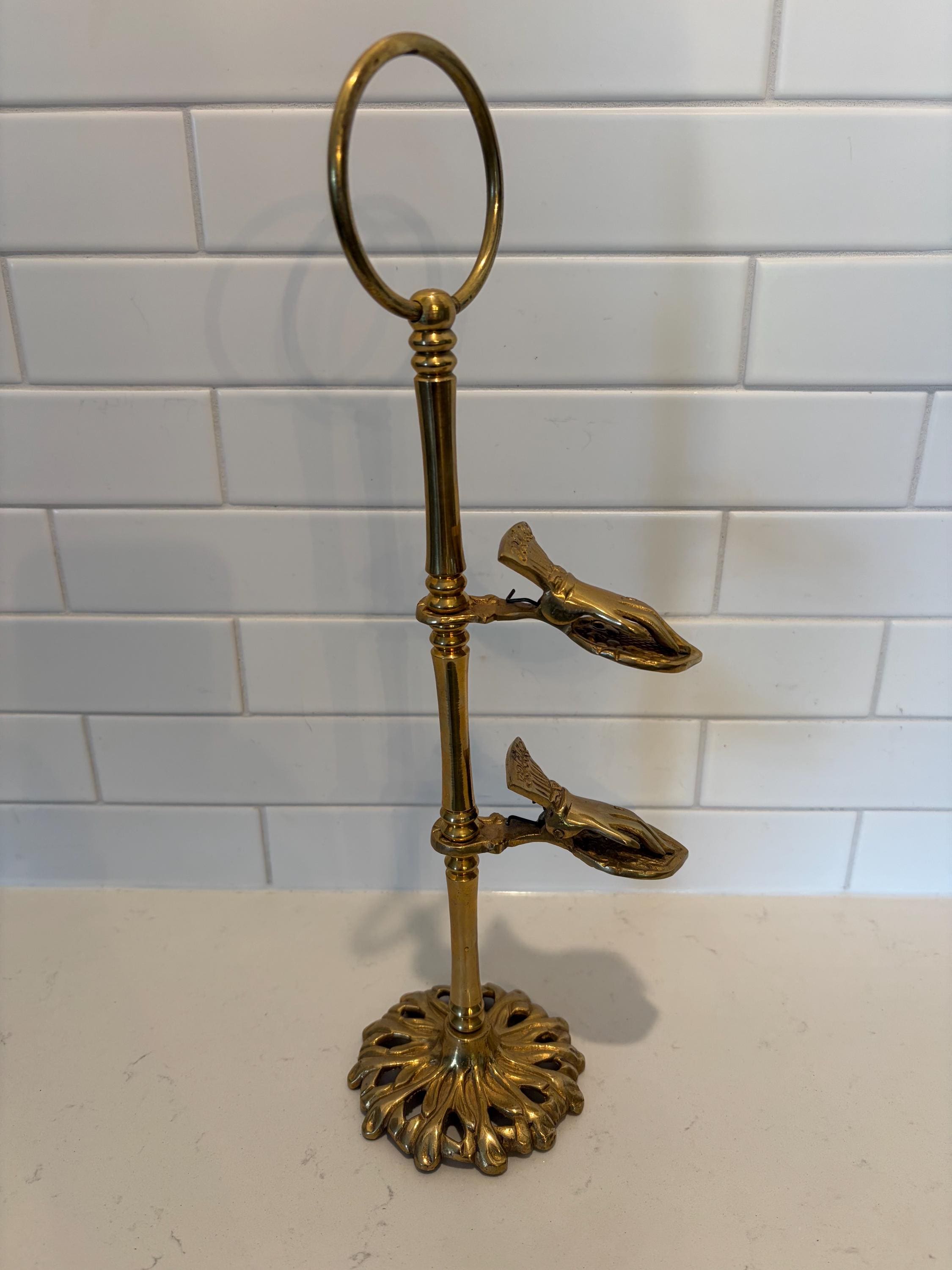 Vintage Brass Hands Clip Stand - Etsy