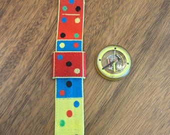 Vintage 1990 Swatch Pop Watch Polka Dot Fabric Band Parts/Repair NOT WOKING