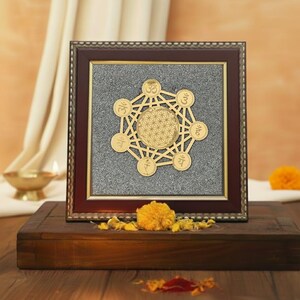 7 Chakra Pyrite Frame | Flower of Life Bija Mantra Wall Art