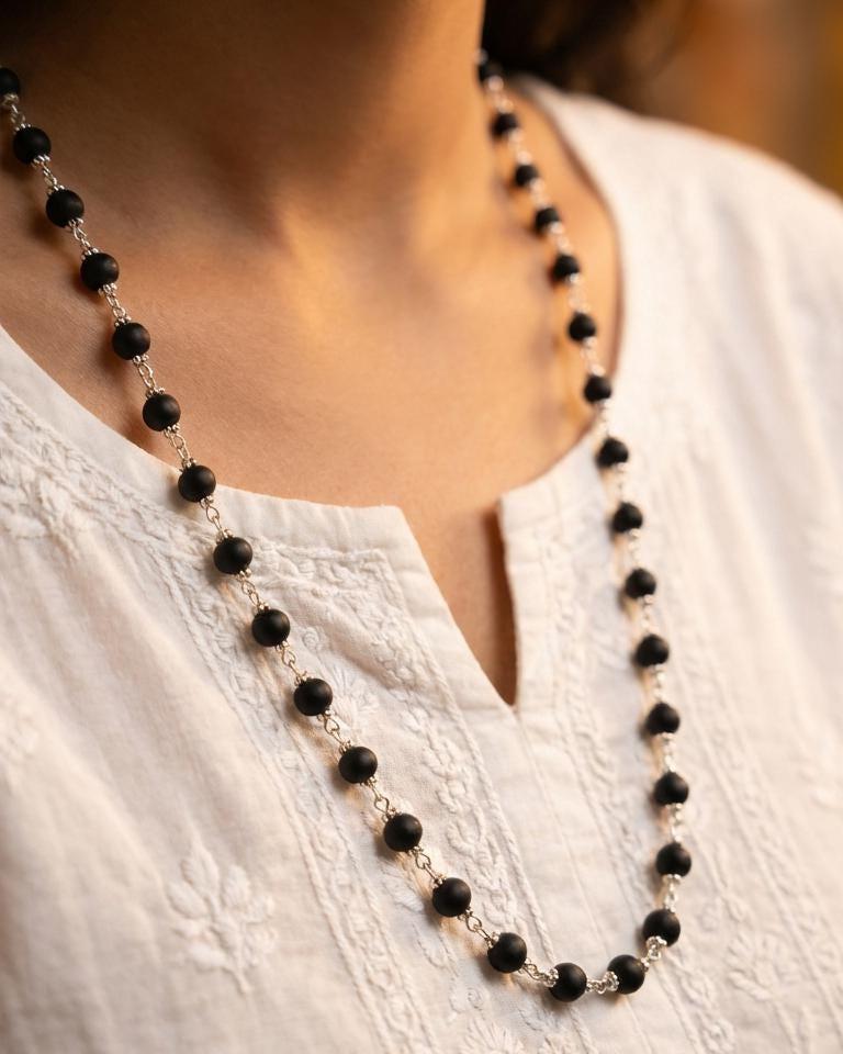 Karungali Ebony Wood Malai Necklace Silver Plated Cap Divine Hindu…