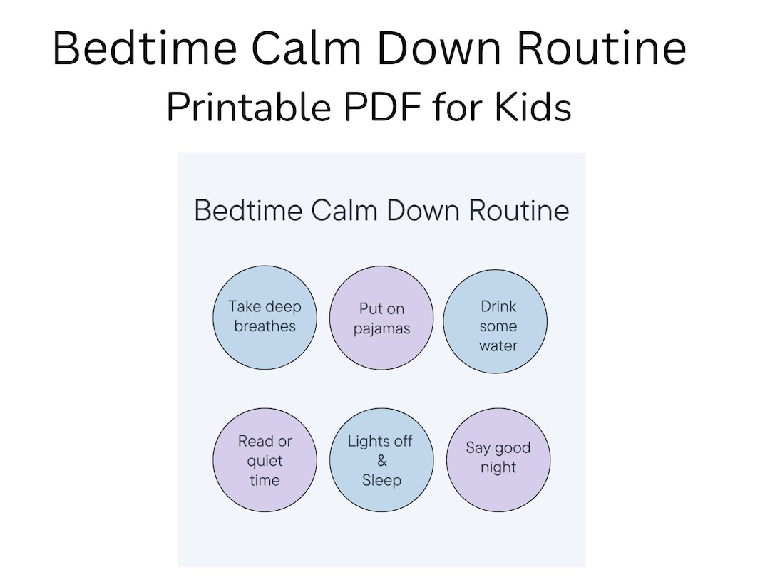 Bedtime Calm Down Routine for Kids Printable PDF - Etsy