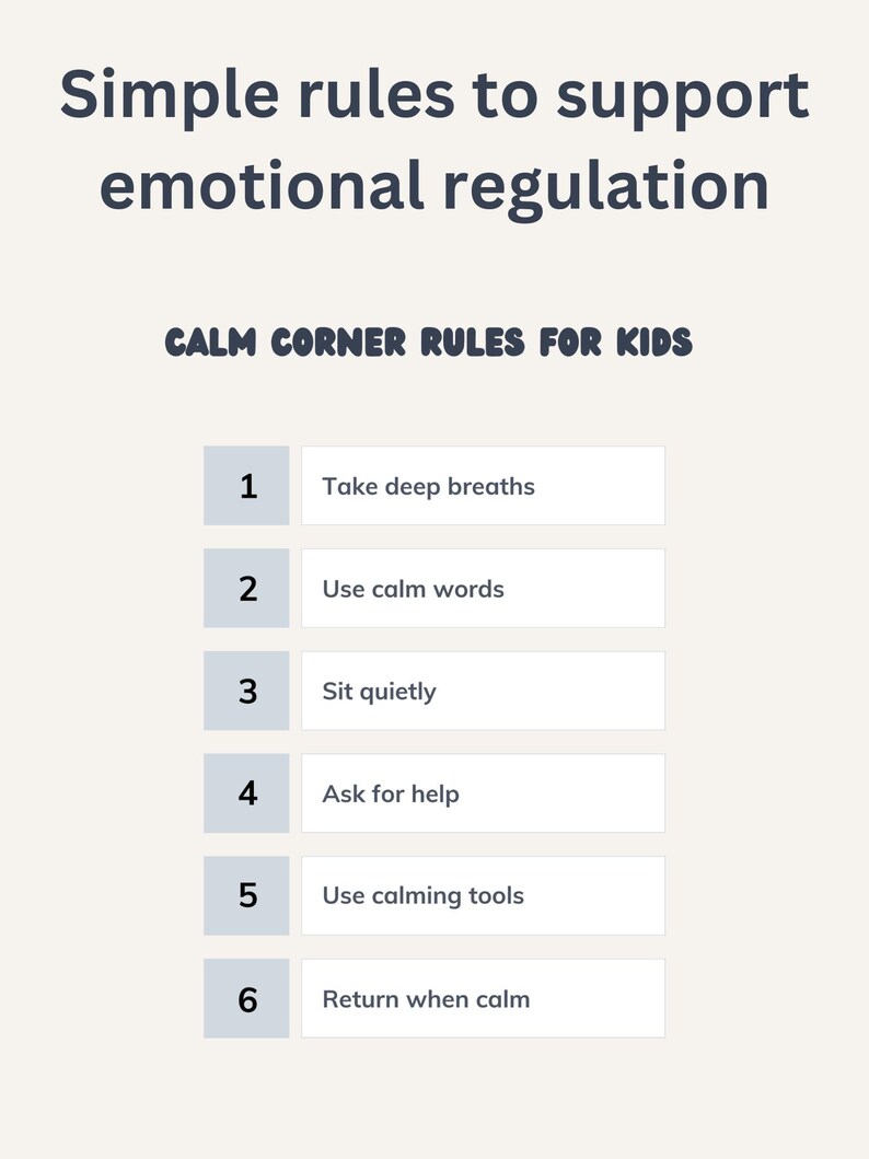 Calm Corner Rules for Kids Printable PDF - Etsy