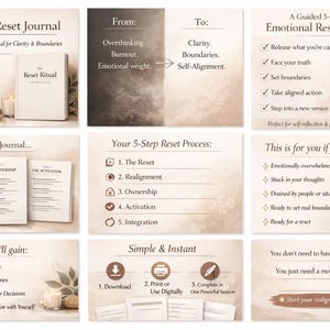 Journaal voor emotionele reset, afdrukbaar | Werkboek schaduwwerk | Zelfgenezing en reflectie | Journaal voor geestelijke gezondheid (pdf)