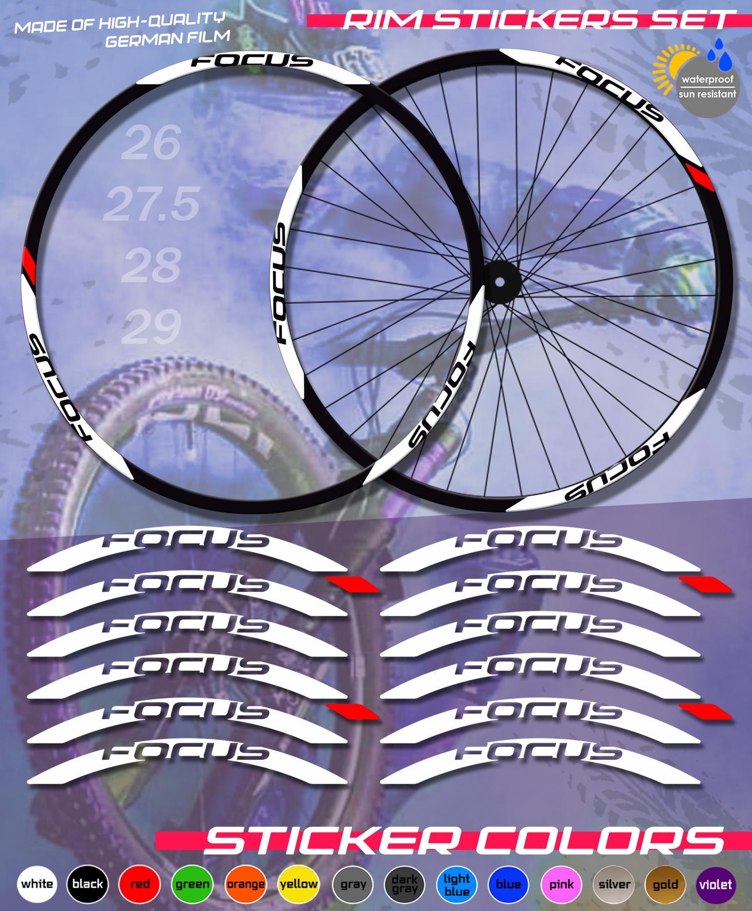 Bicycle Rim Stickers FOCUS. Sticker Set. ALL COLORS, High Quality ...