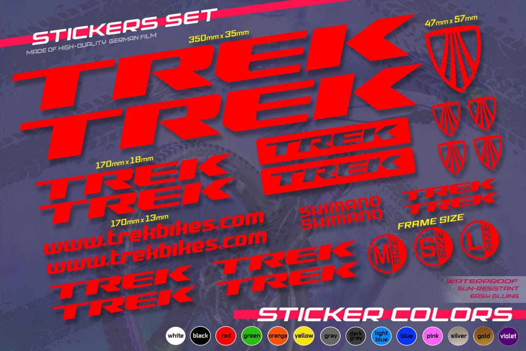 Trek Nbc Sticker Trek Bicycle Sticker Set. on the Bicycle Frame. ALL COLORS, High ...