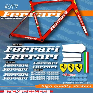 stickers FERRARI, on the bicycle frame and fork. Bicycle stickers set. many colors, high quality. washable.