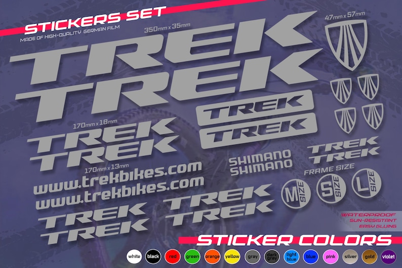Trek Nbc Sticker Trek Bicycle Sticker Set. on the Bicycle Frame. ALL COLORS, High ...